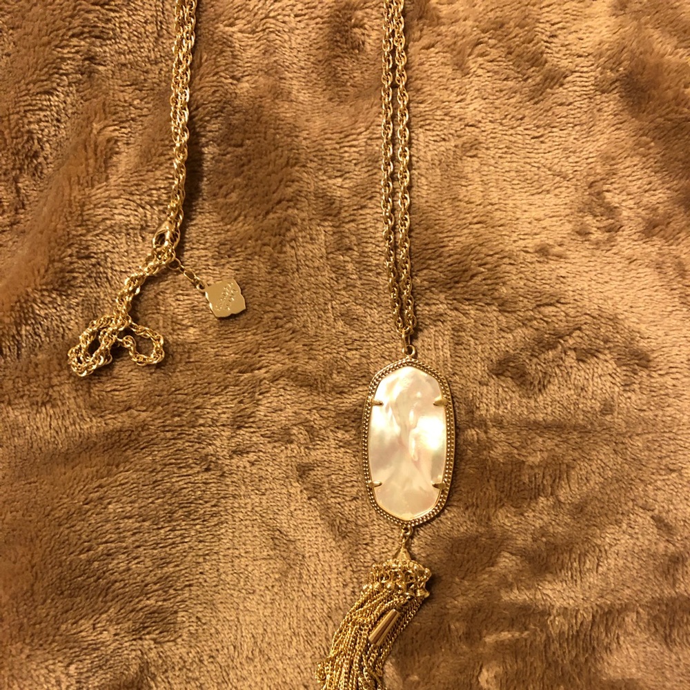 Kendra Scott White Iridescent Drop Necklace